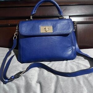 Kate Spade Ny Irving Place Little Nadine Dark Lapis Blue Leather Shoulder Bag